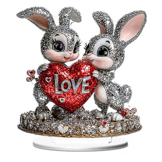 Easter Bunny Acrylic Table Sign 2D Flat Colorful Eggs Rabbit Decoration Home Living Room Valentine's Day Holiday Party Tabletop Ornament