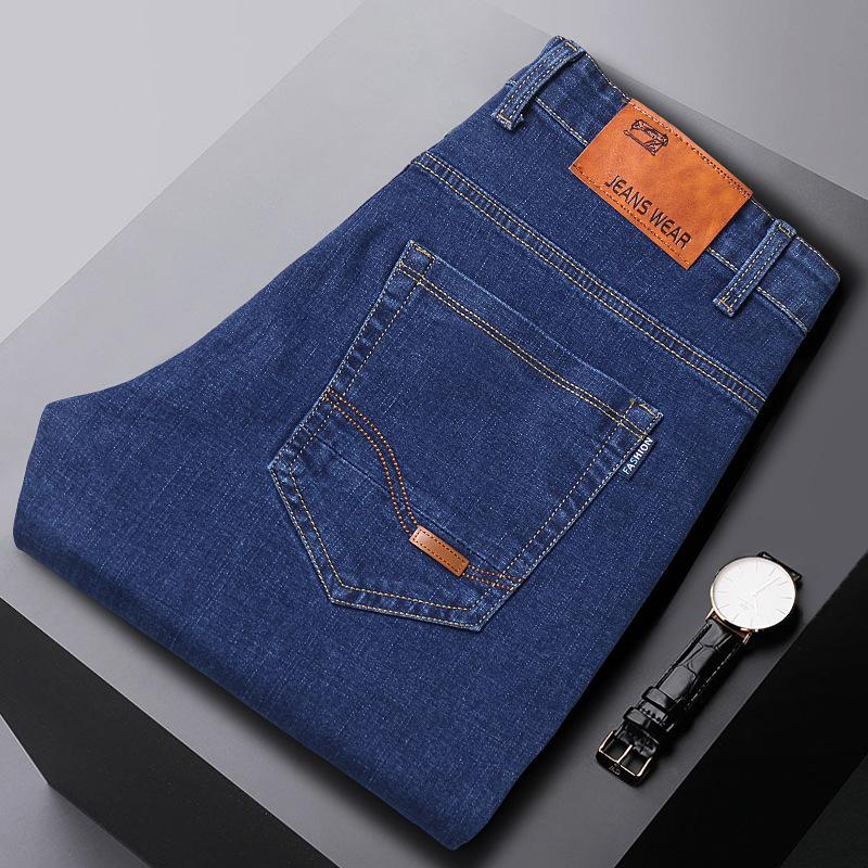 Fashion Padded Thickened Jeans Men's Autumn and Winter Models Loose Straight with Flannel Warm Men's Winter Trousers
