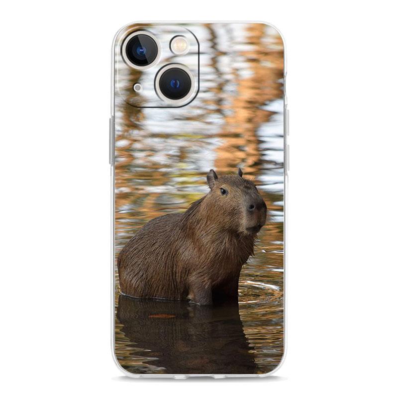 Cute Capybara Luxury Transparent Phone Case For iPhone 15 16 14 13 12 11 Pro Max XS X XR SE 7 8 Plus Clear Lens Protect Cover
