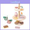 Wooden Pretend Play Dessert Shelf With Three Layers Design For Kids Educational Role Play Toys