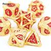 7 Pcs Golden Red Tree Stump Root Metal Dice Solid Metal Polyhedral Dice Set Suitable for Role-Playing RPG  Board Game Card Game
