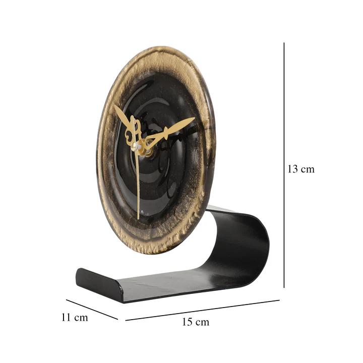 Pierre Glass Embossed Table Clock | 13 x 11 x 15 cm