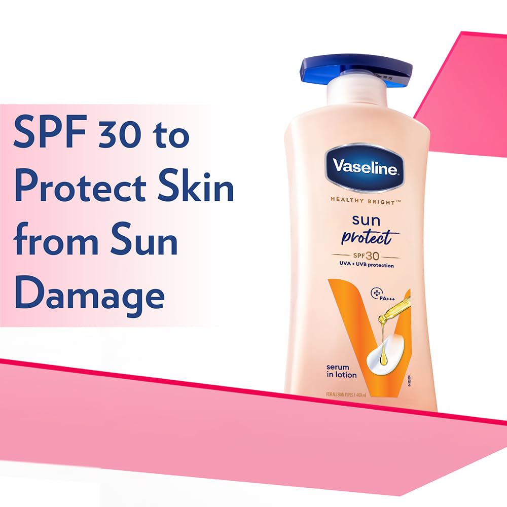 Vaseline Sun Protect SPF 30 Body Lotion 400ml Pack of 1 Reduces Tan Lines with UVA UVB Protection