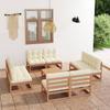 9-piece Garden Set with Cushions Solid Pine Wood