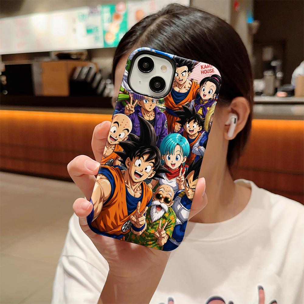Seven Dragon Ball double-layer phone case, suitable as a protective cover for iPhone 7/8/11/12/13/14/15/16/17 Pro Max Plus