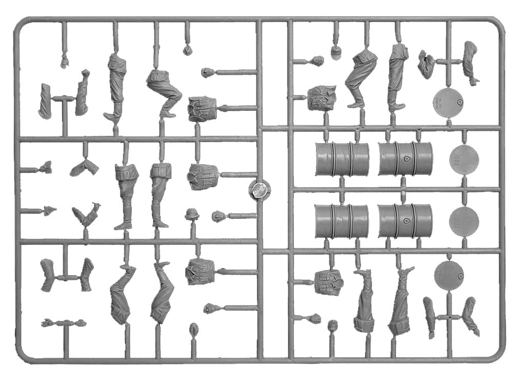 Miniart Scale German Soldier Special Edition Plastic Model Kit with 5 Figures and Fuel Drums 1/35 (MA35366)