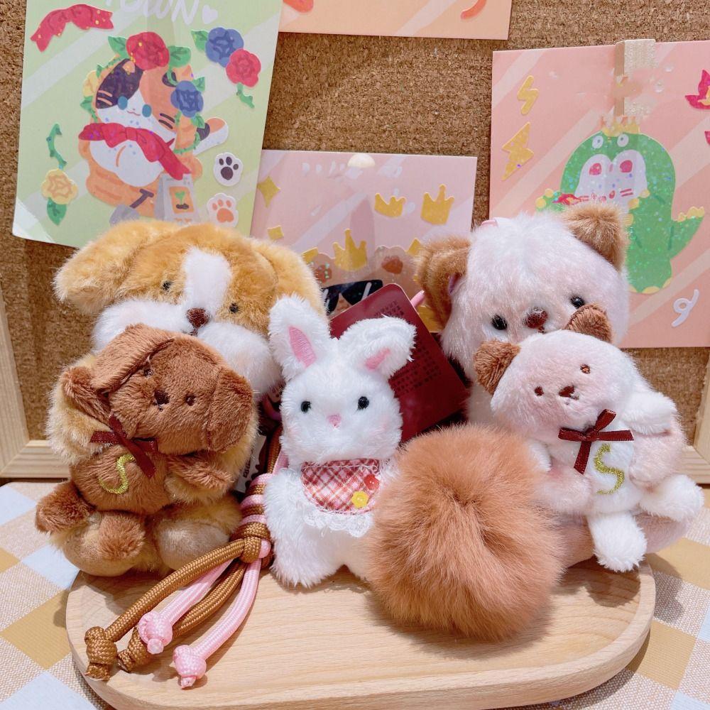 Bear Rabbit Dog Keychain Cat Key Ring Friendship Rabbit Plush Dolls Pendant Girls