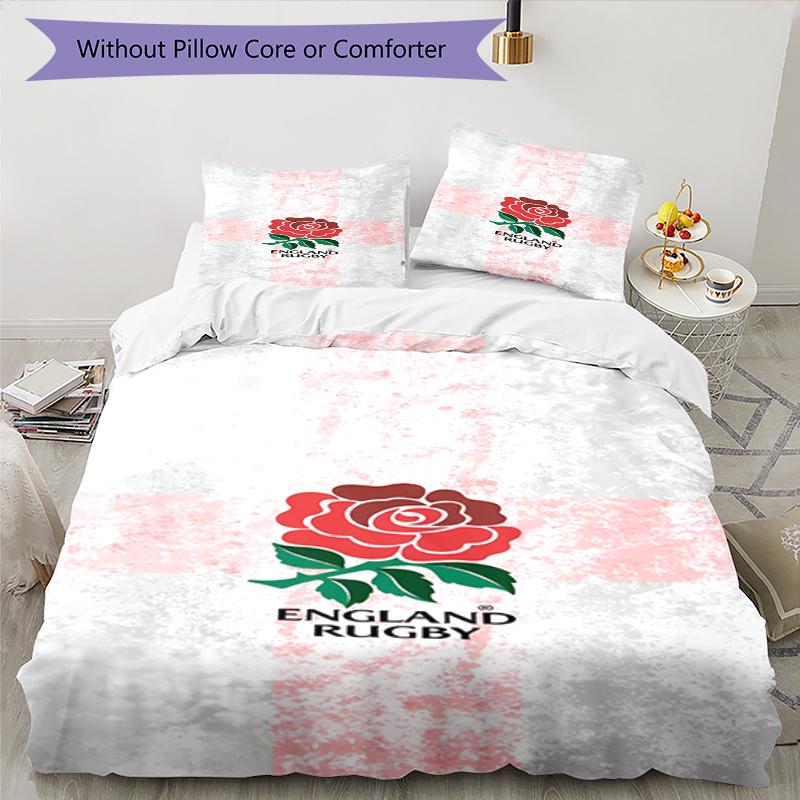 Set Biancheria da Letto Rugby Inghilterra 3 Pezzi Copripiumino Chiusura Include 1 Copripiumino & 2 Federe, Morbido e Confortevole per Tutte le Stagioni.