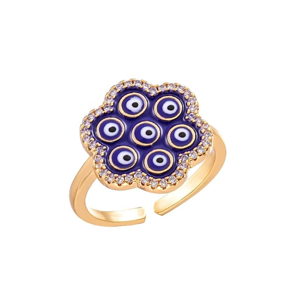 Zinc Zinc Alloy Copper Devil's Eye Ring Vintage Opening Finger Ring Glaze Luxury Ring  Clothes Accessories