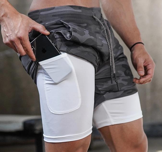 Men's Trendy Double Layer Running Shorts: Casual, Outdoor, Sports Fitness Wear