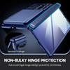 Galaxy Z Fold 7 Wallet Case with RFID Blocking Card Slot Sliding Camera Cover and Hinge Protection-Blue