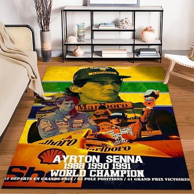 Senna Champion Tribute Art Rug Non-slip Rug Suitable for Living Room and Bedroom Sofas.