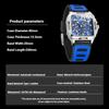 Forsining Square Dial Skeleton Watch Automatic Watch for Men Luxury Sports Mechanical Wristwatch Waterproof Luminous Leather Band