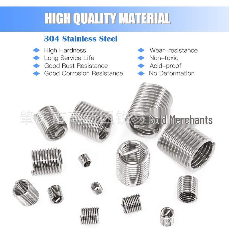 140-Piece Type 302/303 Stainless Steel Self-Tapping Threaded Inserts M3-M12 Nut Repair Kit
