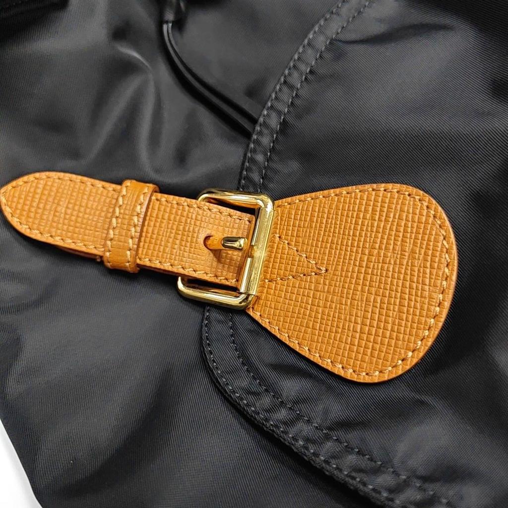 [Pre-Owned] The Rucksack Series Nylon And Leather Backpack Large - Very Good #1DN2X7S