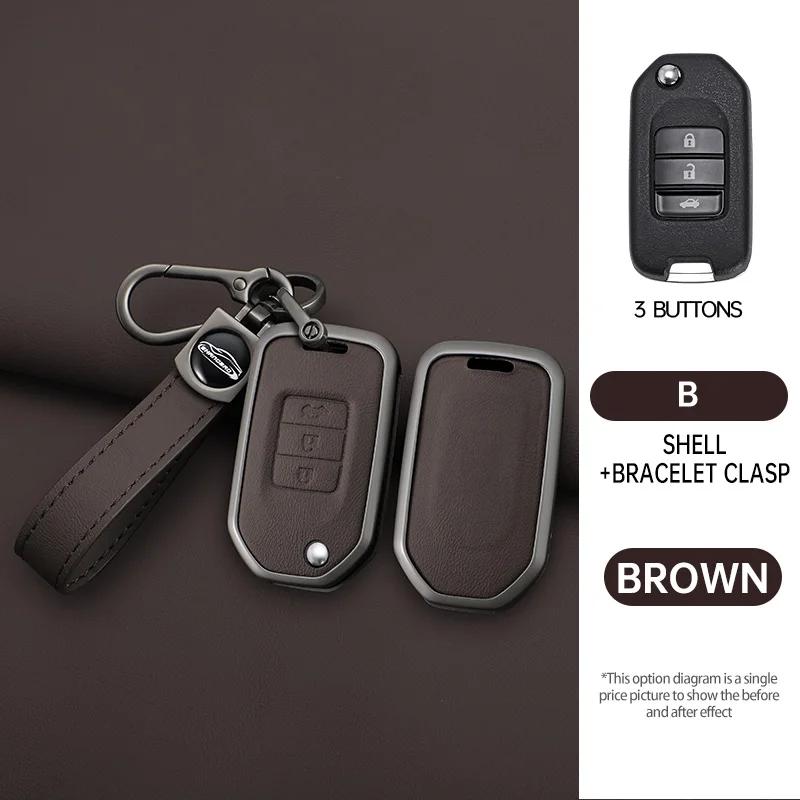 Interior Mouldings Zinc Alloy Car Key Case Cover Shell For Honda Civic Accord City Odyssey CR-V XR-V HR-V Vezel Jade Jazz Crider