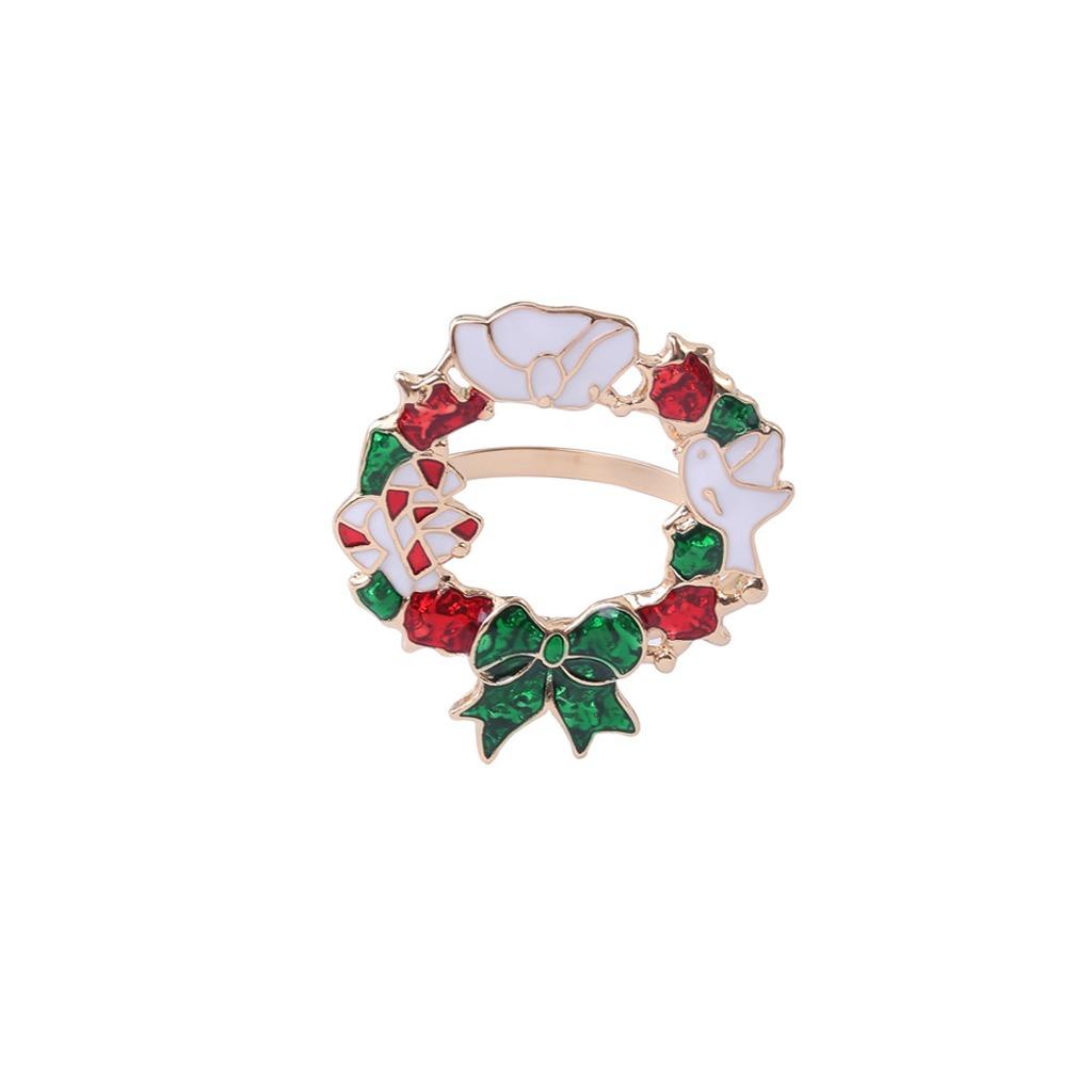 high-end Christmas Zinc Alloy Napkin Ring New Year Festive Candy Cane Bow Napkin Holder for Holiday Xmas Table Decoration