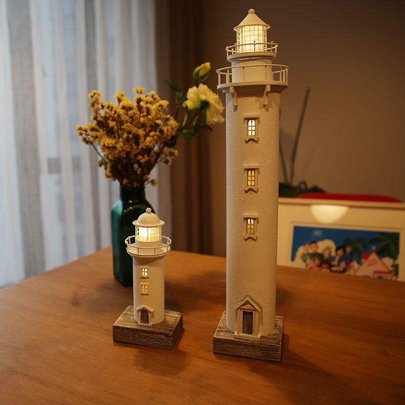Retro PVC Lighthouse Decor with Light Rustic Small Nightlight Ocean Themed Lighthouse Decoration Nostalgic Creative Craftarts