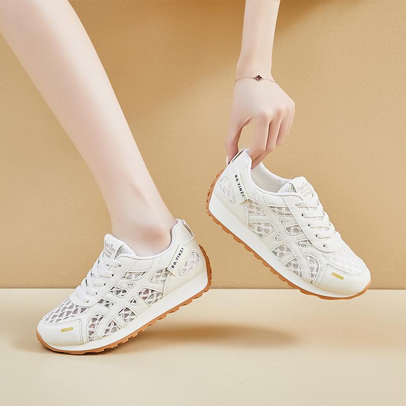 Dexun little white shoes women's mesh breathable and light Forrest Gump shoes single net 2025 summer new casual sports running shoes