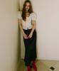 Green Butter Silky Banding Skirt (Navy)