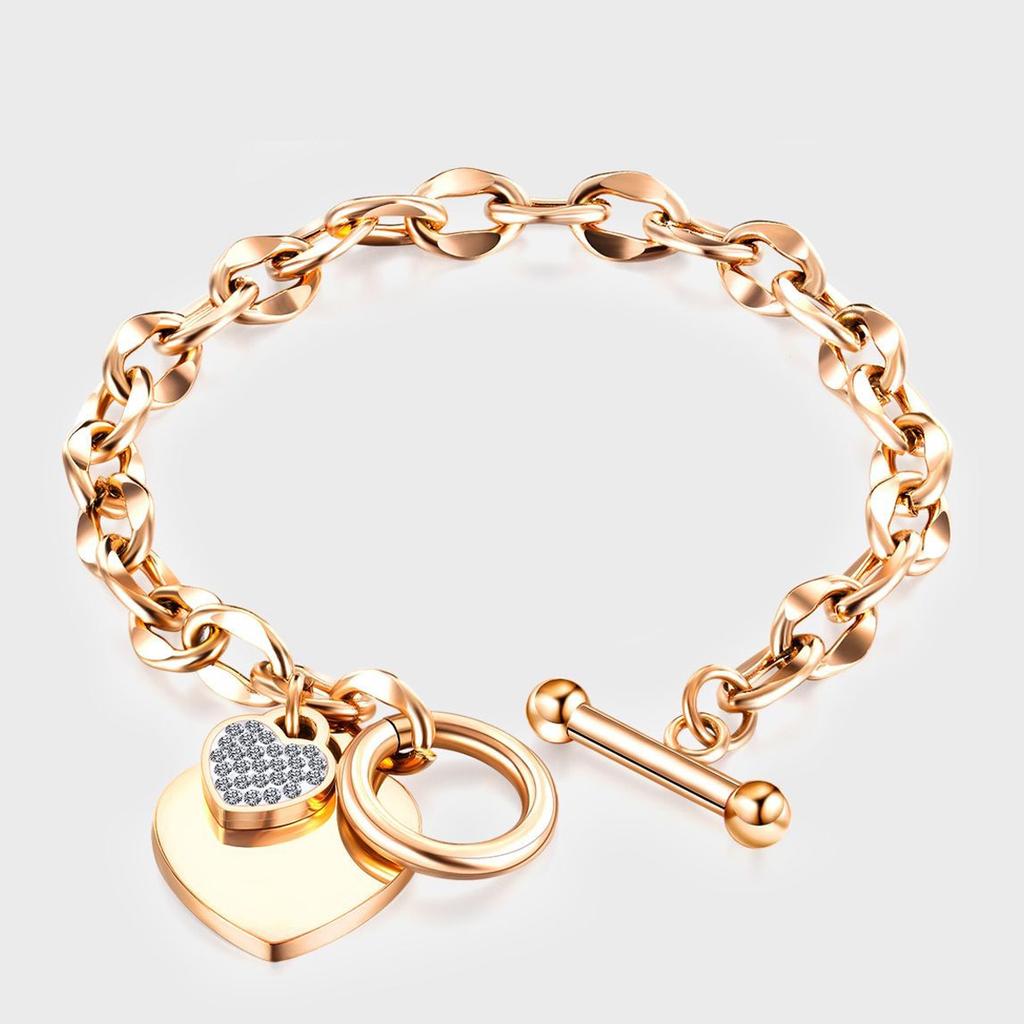 Fashion Niche Design Stainless Steel Love Temperament Peach Heart Ot Buckle Bracelet Suitable for Women To Wear As Holiday Gifts