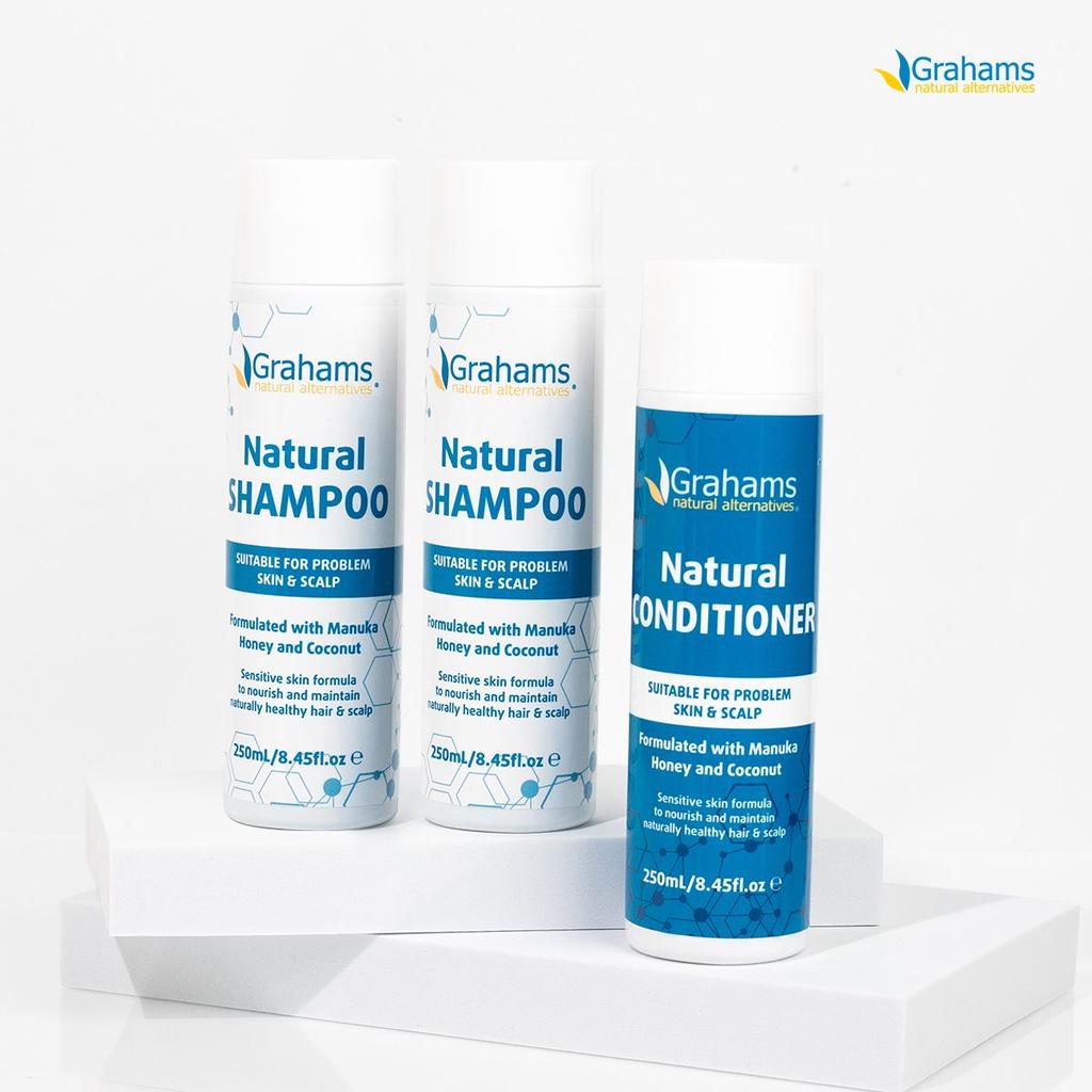 Natural Shampoo 250ml (2 Bottles) + Conditioner 250ml Set