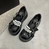 White Versatile Platform Small Leather Shoes Women's Bow Japanese Lolita Jk Shallow Mouth Mary Jane Shoes Buckle Loafers