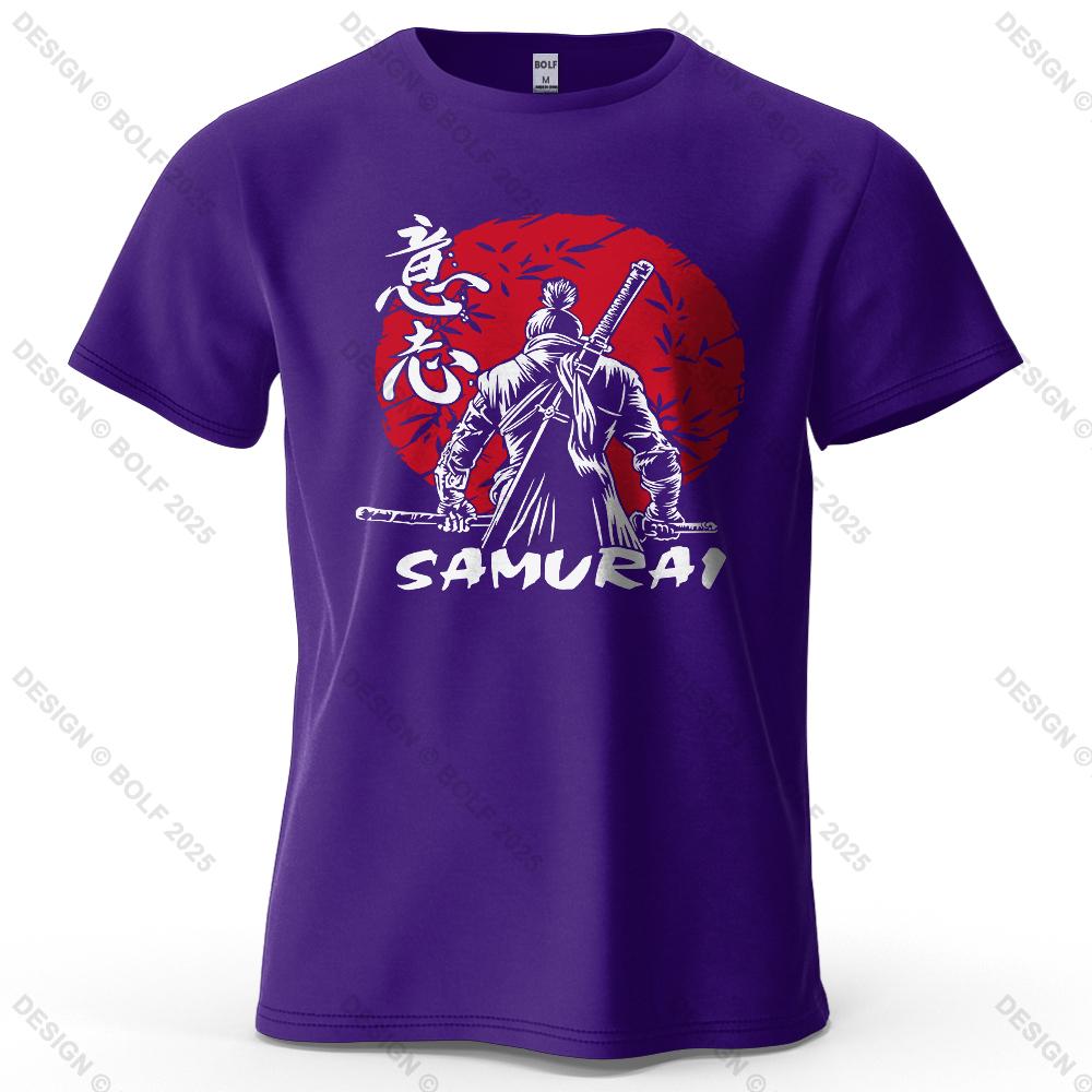 Samurai Will Vintage Printed Men's T-Shirt 100% Cotton Oversized Determined Graphic Tees for Women Tops Tees Casual Streetwear
