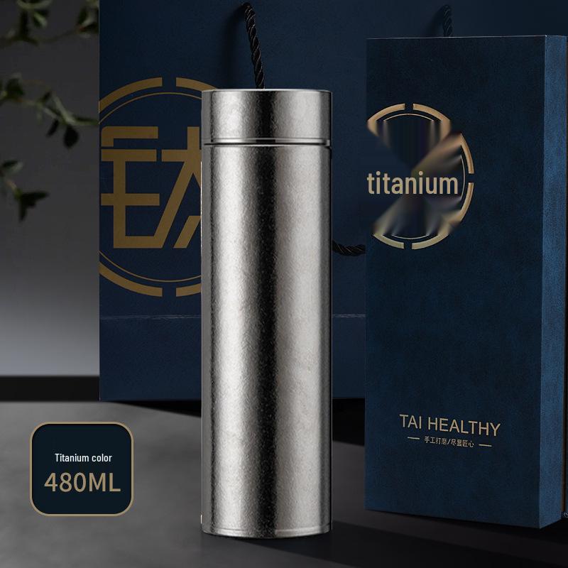 Premium Stainless Steel & Titanium Insulated Tea Infuser Cup, Double-Layer, Large Capacity, Portable for Car Use