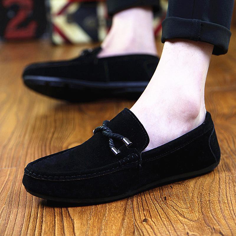 Pánské mokasíny společenské boty semišová kůže měkká podrážka pánská ležérní obuv retro ploché společenské boty mokasíny designové nazouvací pánské boty