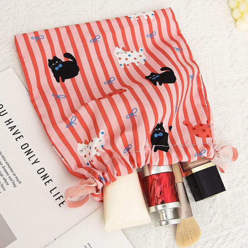 1PCS Drawstring Storage Bags Cute Cartoon Printed Dustproof Pouch for Cosmetic Makeup Organizer Portable Travel Accessories