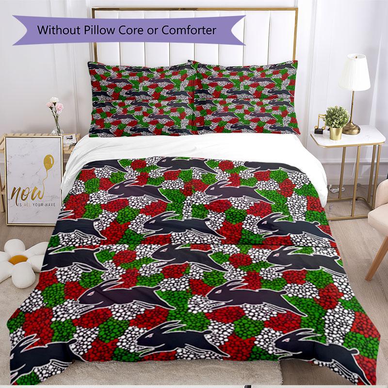 3pcs Duvet Cover Set (1*Duvet Cover + 2*Pillowcase, Without Core), South Sydney Rabbitohs Print Soft All‑Season Bedding Set, Home Bedroom Decor Gift