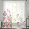 Pfingstrosen-Blumen-Fenstervorhänge, transparenter Chiffon-Tüll-Vorhang für Zuhause, Wohnzimmer, Hintergrunddekoration