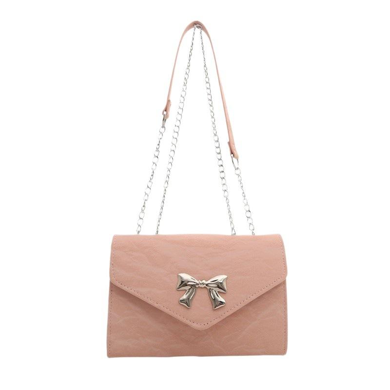 Textured bag women's 2025 new bow chain shoulder bag foreign style personality trendy crossbody commuter small square bag