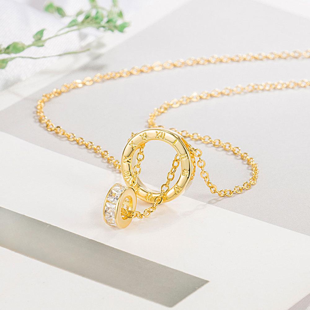 

Ретро римские цифры счастливые бусины кулон ожерелье женское доступная роскошь мода поворотный стол кулон милое ожерелье