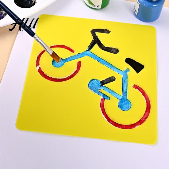 Small Size Paint Stencil 6 Pcs Painting Template Stencils, 5.5x5.9 Inch Washable Reusable DIY Hollow Edge Art Stencils for Wood Paper Fabric,