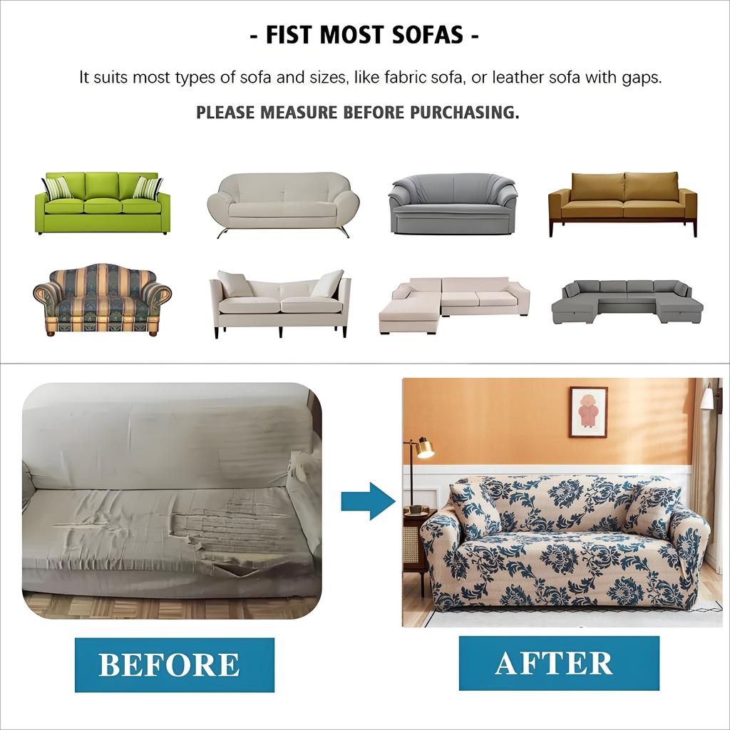 Gedruckter Stretch-Sofabezug mit Kissenbezug, Couchbezug, Möbelschutz für Schlafzimmer, Büro, Wohnzimmer, Heimdekoration