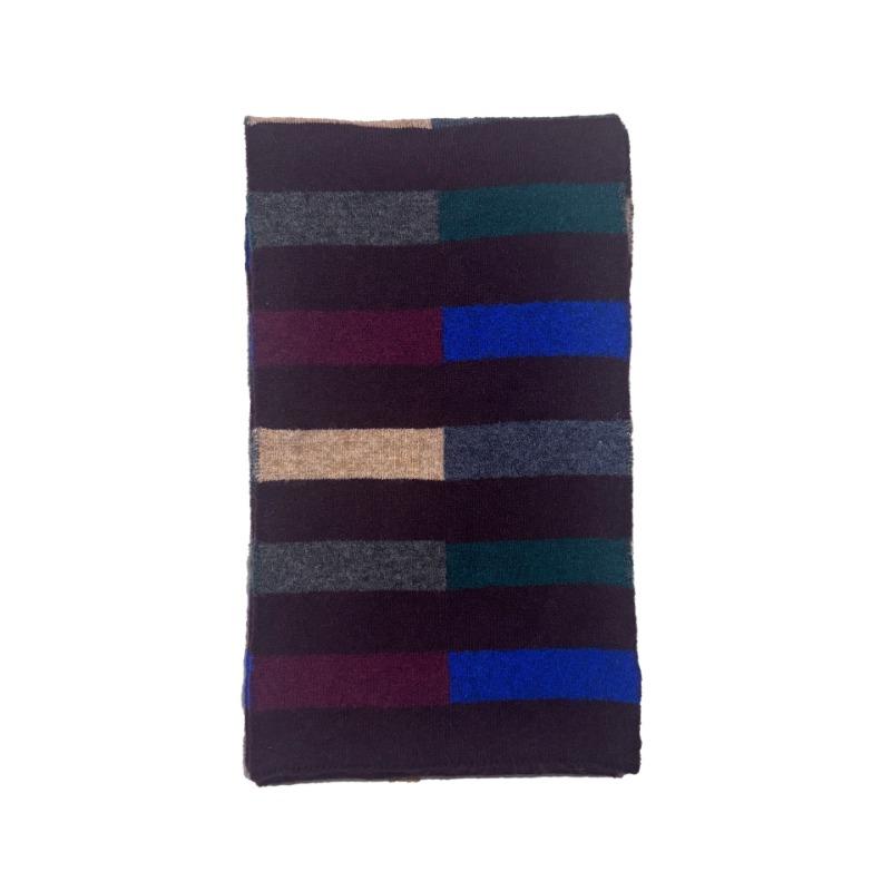 Autumn and winter new colorful grid retro contrasting color wool knitted scarf soft skin-friendly warm scarf