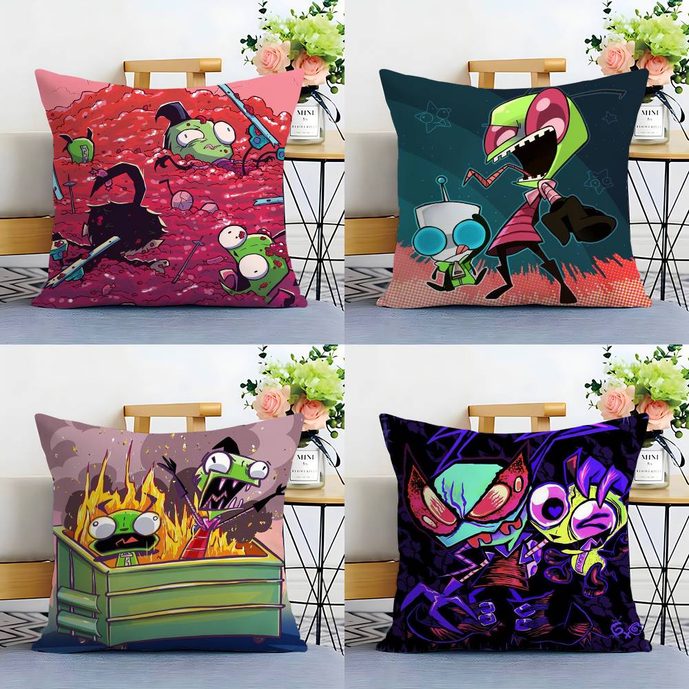 Cartoon I-Invader Z-Zim Pillow Case Plush Fabric Soft Double Sided Print Sofa Cushion Cover Throw Pillow Covers