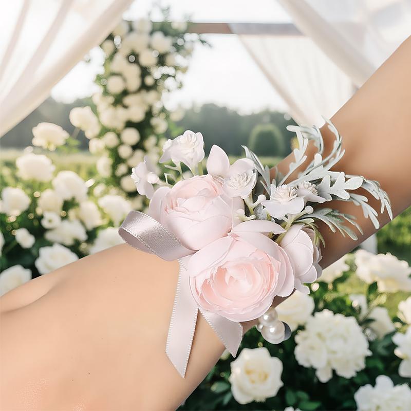 1 buc Accesorii Nupțiale Camelia Artificială Superbă Corsaj Elegant Bijuterii Nuntă Brățară cu Perle Domnișoară de Onoare Multicolor