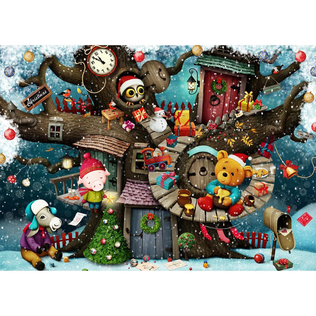 MISITU Jigsaw Landscape Stylish Christmas Tree House x 70 1000-Piece Puzzle, Painting, Christmas, Animals, Cute, Fantasy, Gift, Birthday, Anniversary,