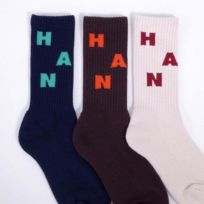 HANKY ALPHABET CREW SOCKS [Navy-Green]