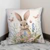 Soft Plush Easter Bunny & Floral Pillow Cover