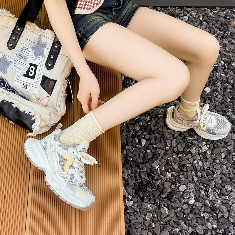 Retro women's high summer versatile mesh breathable platform casual sneakers