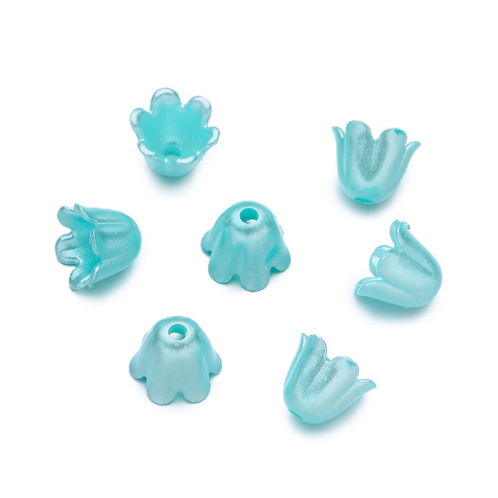 50pcs ABS Artificial Pearls Chime Flowers Beads Spacer Loose Beads for DIY Bracelets Necklaces Jewelry Making Craft Supplies