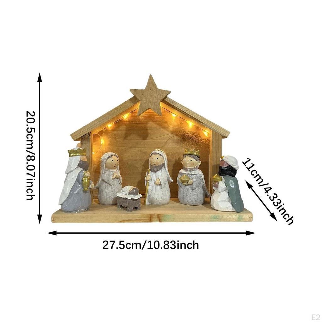 Christmas Nativity Scene Statue Manger with Light Gift Centerpiece Fine Craftsmanship