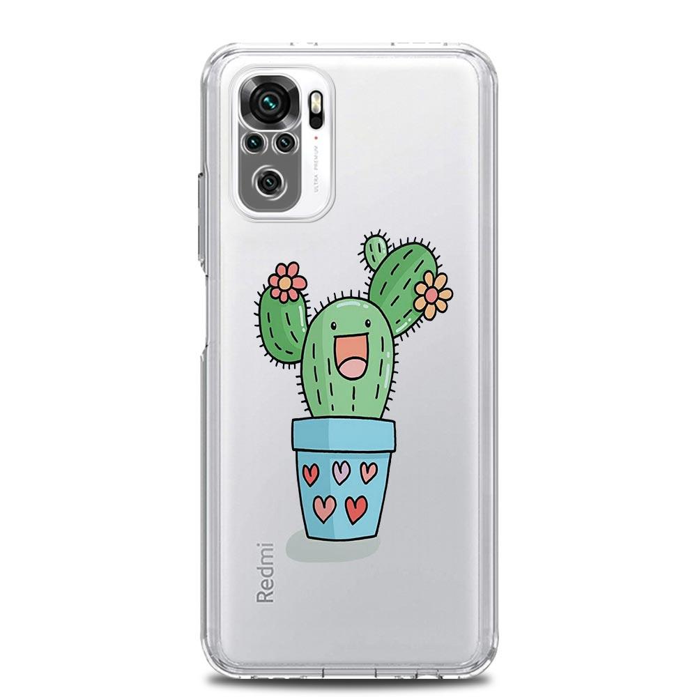 Cute Green Cactus Botany New Square Clear Phone Case For Xiaomi Redmi Note 12 11 9S 9 8 10 Pro+ 7 8T 9C 9A 8A K40 Gaming Cover