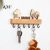 Wooden Hat Rack Key Holder, Solid Wood Organizer with 6 Hooks, Modern Wall Mounted Badge Holder Hanger for Entryway Kitchen And Office Organization