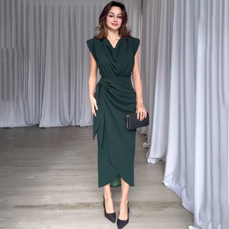 Slimming Fashion Off-Shoulder Long Sleeve Dress for Women - Spring 2025