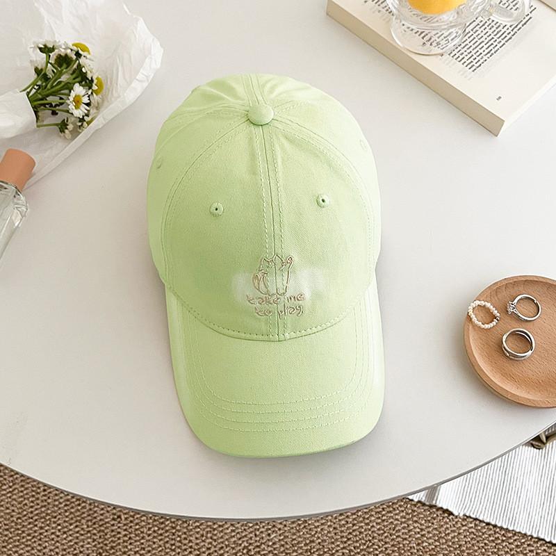 Korean Style Embroidered Cat Baseball Cap With Sun Protection For Summer Outdoor Casual Wear